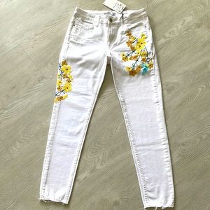 Zara Embellished White Demin Jeans